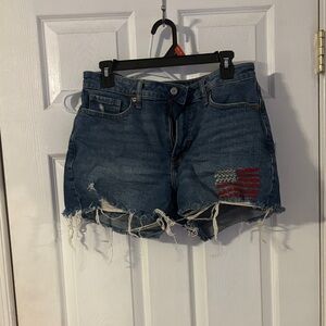 Old Navy Blue Distressed Jean Shorts with Flag Patch